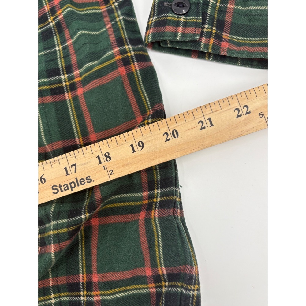 RRL Ralph Lauren Mens Green Blue Plaid Flannel Workshirt Throat Latch M - Picture 6 of 6